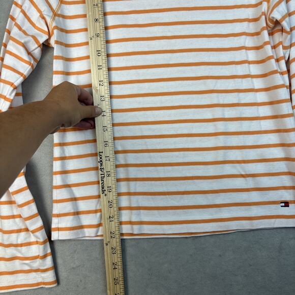 Tommy Hilfiger Shirt Women’s Large Yellow Crest Striped L/S Mock Turtleneck Fall - Picture 5 of 8